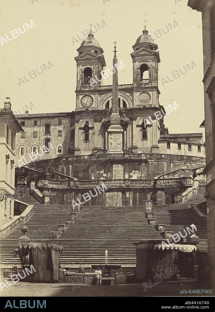 Spanish Steps and Church of Trinita dei Monti - Rome, Tommaso Cuccioni (Italian, 1790 - 1864), 1850 - 1859, Albumen silver print, 38.1 x 27.6 cm (15 x 10 7/8 in.).