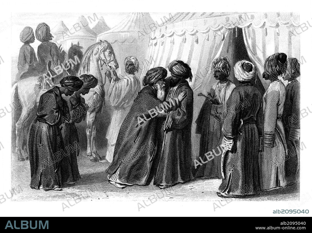 Encuentro de Abderraman I (731-788), décimo califa de los omeya, y Muhammad as-Saffah (721-754), primer califa abasí, el 25 de julio del año 750.