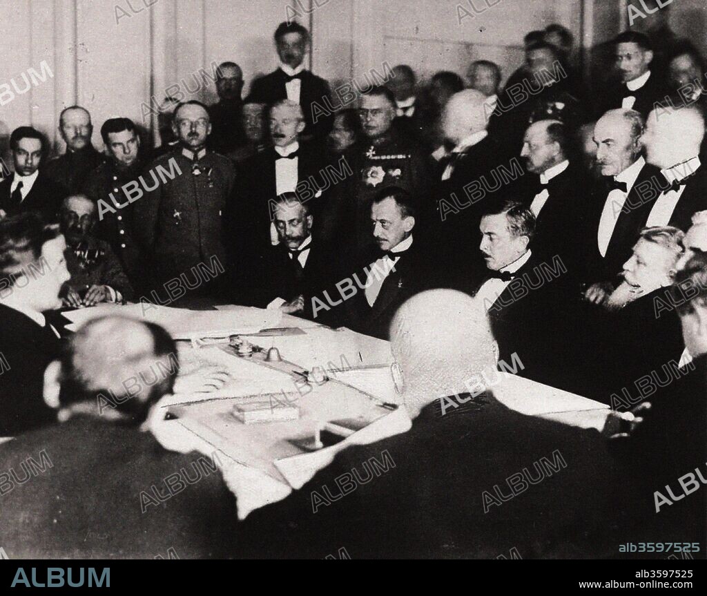 ANONYMOUS. The signing of the Treaty of Brest-Litovsk in the fortress of Brest-Litovsk, March 3, 1918.