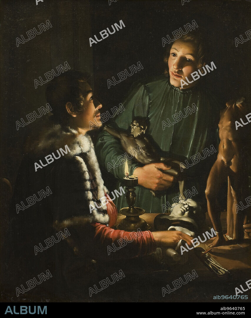 Two Sculptors at Night in Rome; Double Portrait of Francois Duquesnoy and Georg Petel, 1620-1623. Attributed to Adam de Coster, earlier ascribed to Bernardo Eberhart Keilhau.