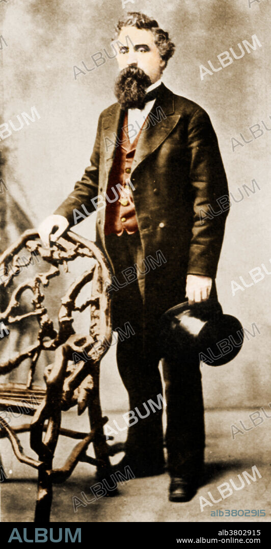 Hiram Stevens Maxim (1840-1916), an American-born inventor who later moved to Britain and became a British citizen. In 1884, he invented the Maxim Gun, the first portable, fully automatic machine gun. He also invented the spring-loaded common mousetrap. Color enhancement of BM8708.
