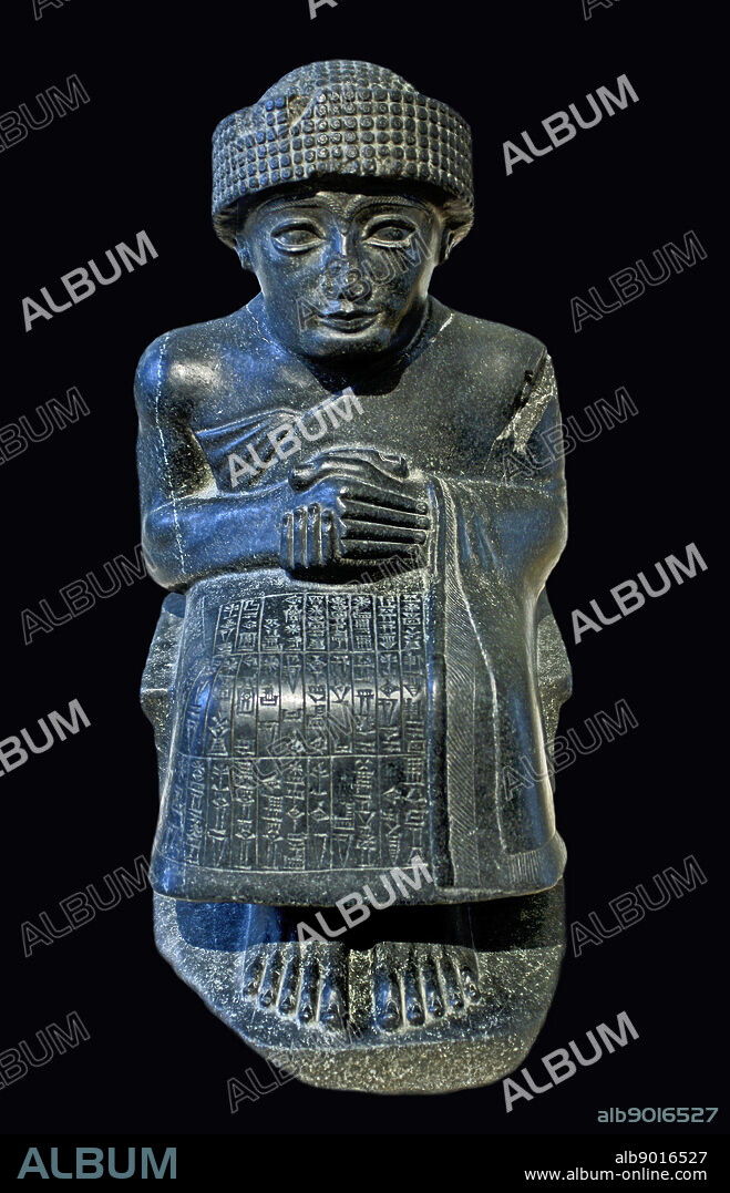 Seated statue of Gudea, prince of Lagash. Neo-Sumerian period (c. 2125-2110 BC) Gudea was a ruler (ensi) of the state of Lagash in Southern Mesopotamia at the end of the 3rd millennium b.c.