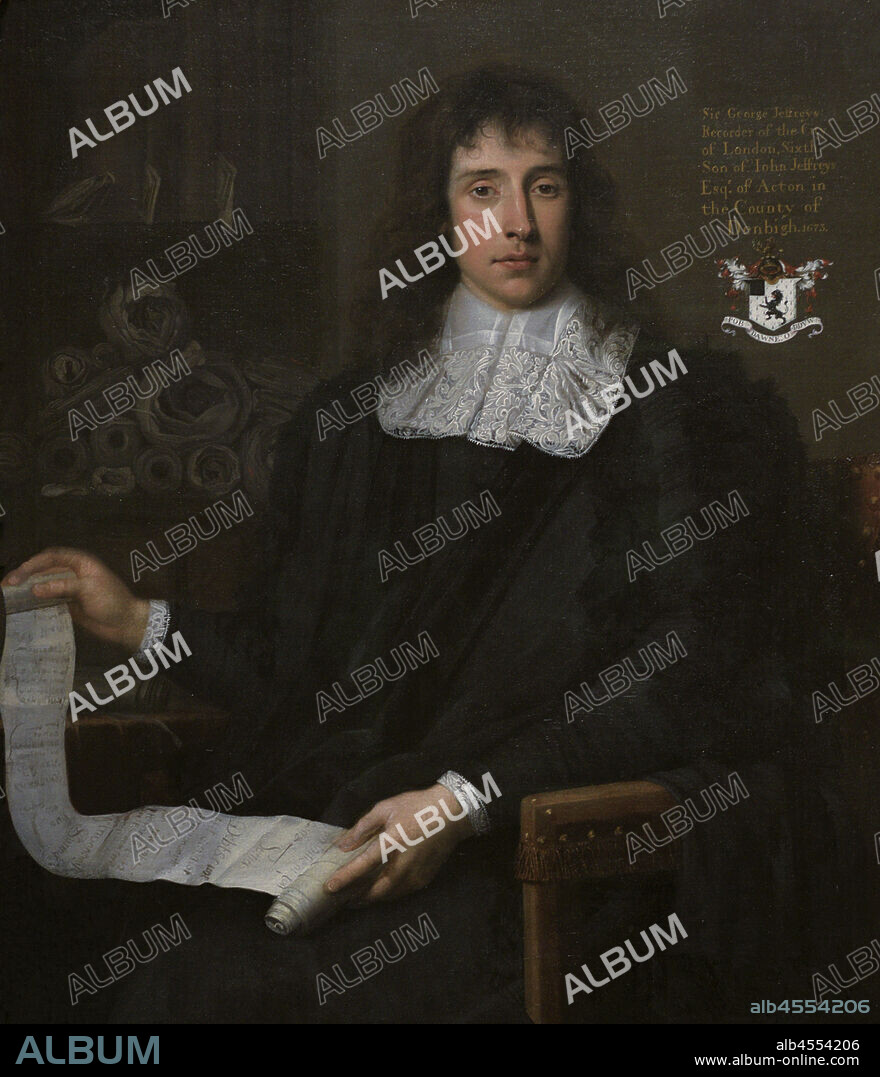 JOHN MICHAEL WRIGHT (1617-1694). BRITISH PAINTER.. George Jeffreys, 1st Baron Jeffreys of Wem (1645-1689), known as "The Hanging Judge". English judge and Lord Chancellor (1685-1688). He condemned hundreds to death after Monmouth's Rebellion in 1685. Portrait by John Michael Wright (1617-1694). Oil on canvas (121,3 x 101 cm), 1673. National Portrait Gallery. London, England, United Kingdom.