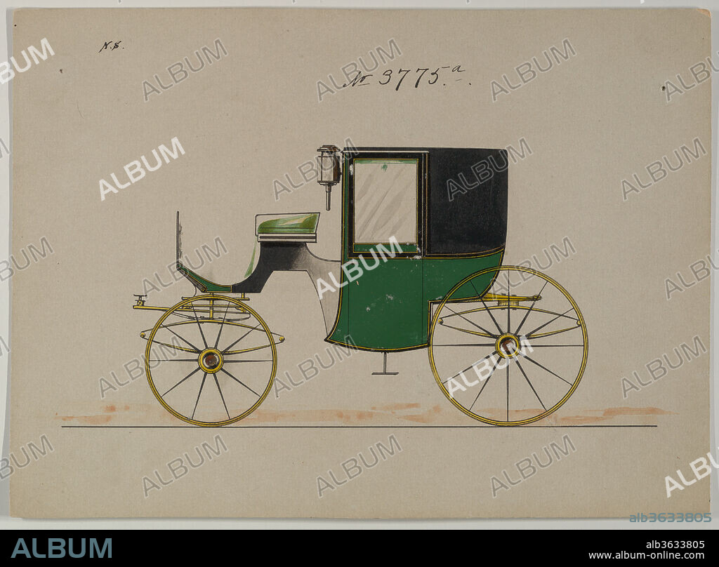 Design for Brougham, no. 3775a. Artist: Herman Stahmer (American, 1857-1894). Dimensions: sheet: 6 7/16 x 8 13/16 in. (16.4 x 22.4 cm). Manufacturer: Brewster & Co. (American, New York). Date: 1882.
Brewster & Company History
Established in 1810 by James Brewster (1788-1866) in New Haven, Connecticut, Brewster & Company, specialized in the manufacture of fine carriages. The founder opened a New York showroom in 1827 at 53-54 Broad Street, and the company flourished under generations of family leadership. Expansion necessitated moves around lower Manhattan, with name changes reflecting shifts of management-James Brewster & Sons operated at 25 Canal Street, James Brewster Sons at 396 Broadway, and Brewster of Broome Street was based at 372 & 374 Broome Street with a repository (showroom) on 14th Street & Fifth Avenue. By 1874, Brewster & Company had 400 employees and combined warehouse and factory facilities at 47th & 48th Streets and Broadway. Brewster successfully branched out to produce their own automobiles, as well as supplying bodies for Rolls Royce at their Long Island City location. Notable clientele included Alfred Gwynne Vanderbilt, August Belmont, J.P. Morgan, John Jacob Astor, Andrew J. Cassatt (brother of artist Mary Cassatt), William Rockefeller, Henry Clay Frick and Pierre Lorillard. 
Talented draftsmen employed by the firm included Paul Steinbeck, Herman Stahmer and John Gribbon, the latter teaching at the Carriage Builders and Designers Technical School, which opened in 1880 and was housed initially at the Metropolitan Museum of Art. When the company finally dissolved in 1923, its last owner William Brewster (1866-1949) donated its archive of design and presentation drawings to the Museum where he served as benefactor and trustee.
Of all American carriage manufacturers, none was as highly regarded for design, finish and quality as Brewster & Company. They won many awards for outstanding workmanship, including the Legion d'Honneur (Legion of Honor) at the 1878 Paris Exposition (3rd World's Fair). In appreciation for this achievement the Carriage Builders' National Association presented them with a gold enameled Tiffany & Company plaque and autograph book signed by leading American carriage builders, both now at the Metropolitan Museum of Art.
Merri Ferrell, 2016.