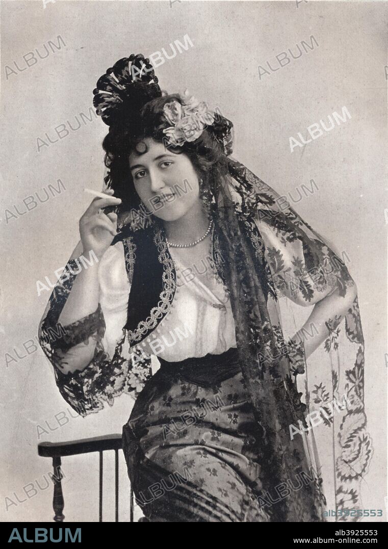 'Miss Rita Jolivet', c1903. Rita Jolivet (1890-1971), English actress, 1911-1912. Jolivet was a silent film actress whose career spanned from 1914 to 1926. During that time she made only 20 films. She was a passenger on the RMS 'Lusitania' when it was torpedoed and sunk by a German U-boat in the Atlantic Ocean on May 7 1915. From Penrose's Pictorial Annual 1903-4, edited by William Gamble. [A. W. Penrose & Co., London, 1903-4].