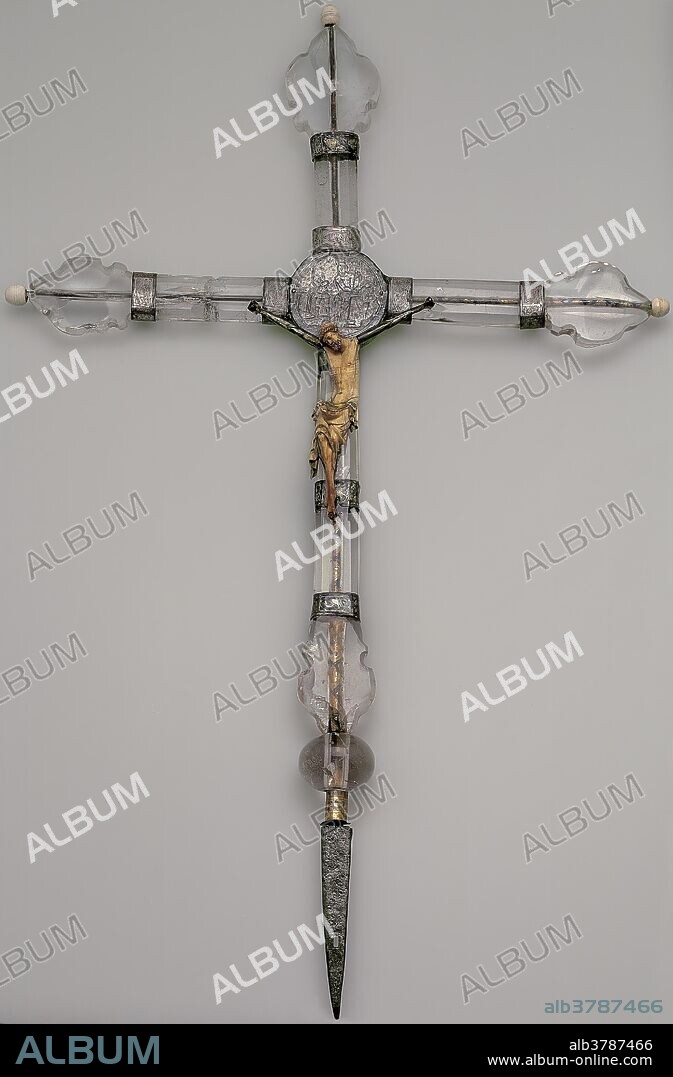 Anonymous / 'Ivory Christ on a Rock Crystal Cross'. 1300 - 1330. Copper alloy, Rock crystal / Hyaline quartz, Ivory, Silver-gilt.