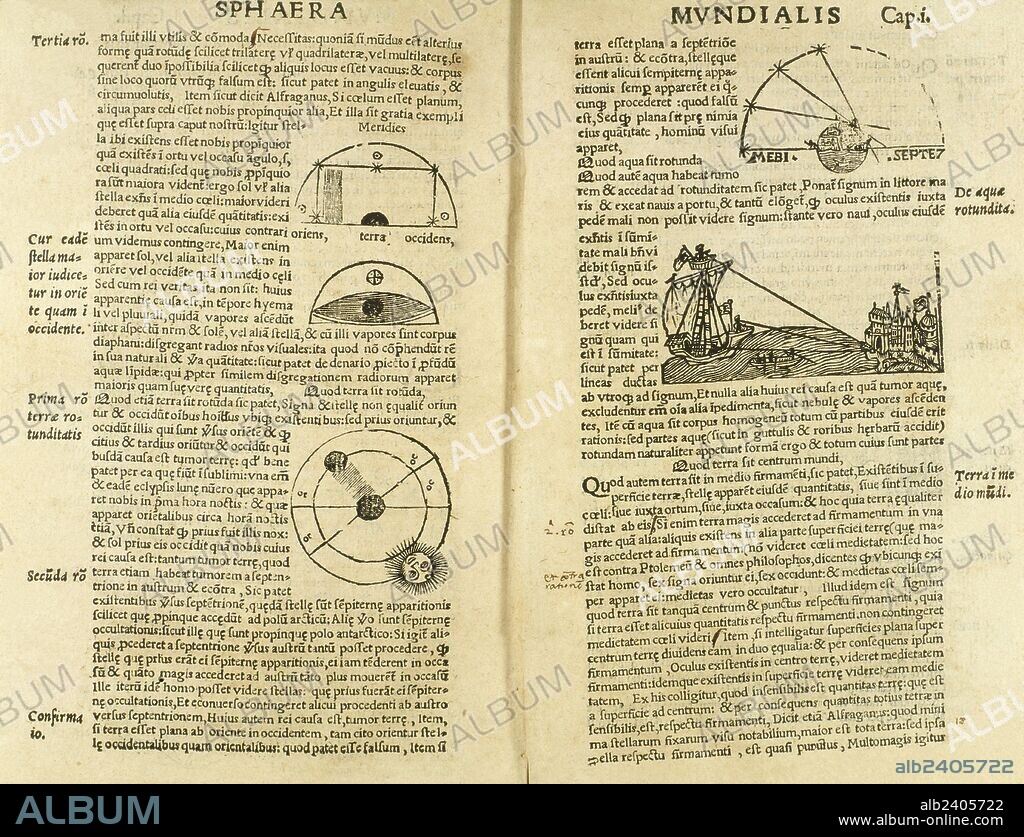 Johannes de Sacrobosco (c.1195-1256). Scholar and astronomer. De Sphaera mundi. Edited in Paris, 1534.