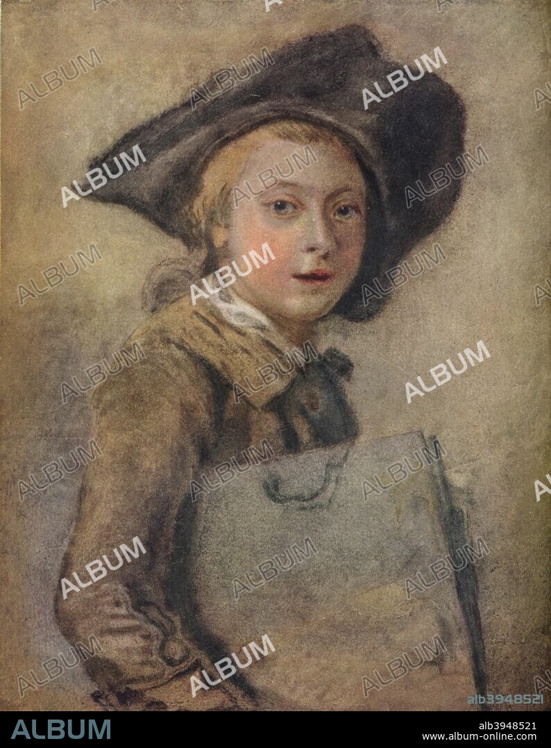 Portrait Of The Artist As A Young Man, otherwise known as 'The Scholar', after an original pastel by François-Hubert Drouais (1727-1775). From The Connoisseur 1916, VOL. XLIV.