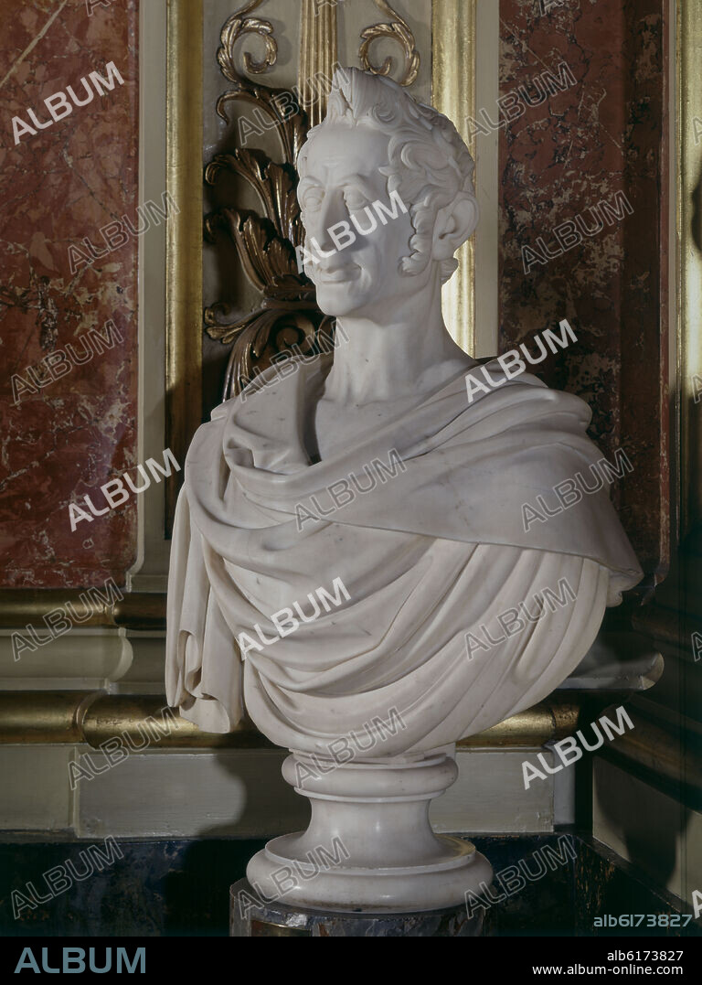 PONCIANO PONZANO Y GASCON. BUSTO EN MARMOL BLANCO DE MARTINEZ DE LA ROSA - 1862 - 105x62x45 cm.