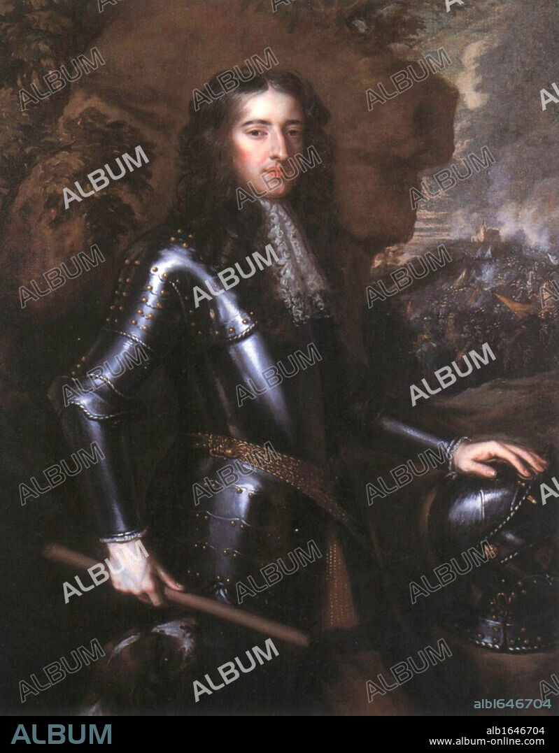 William III (1650-1702) from 1672 Stadtholder William III of Orange, from 1689 William III of England and Ireland and William II of Scotland. Portrait after original of 1677 by Peter Lely. Armour Helmet War Battle Protestant.