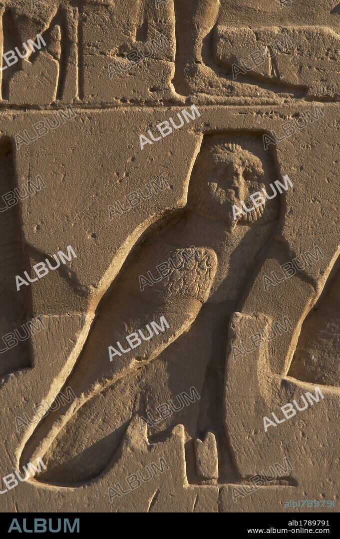 ARTE EGIPCIO. EGIPTO. Idiograma de un buho. Jeroglifico. Templo de Karnak. Noroeste de Luxor. Egipto.