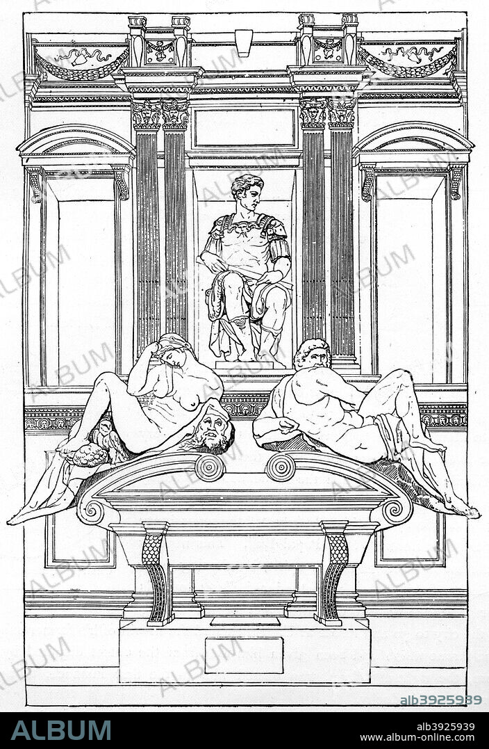 The tomb of Julian de' Medici in the new vestry of San Lorenzo Basilica, Florence, 1882. From Florence, by Charles Yriarte, translated by CB Pitman and published by Sampson Low (London, 1882).