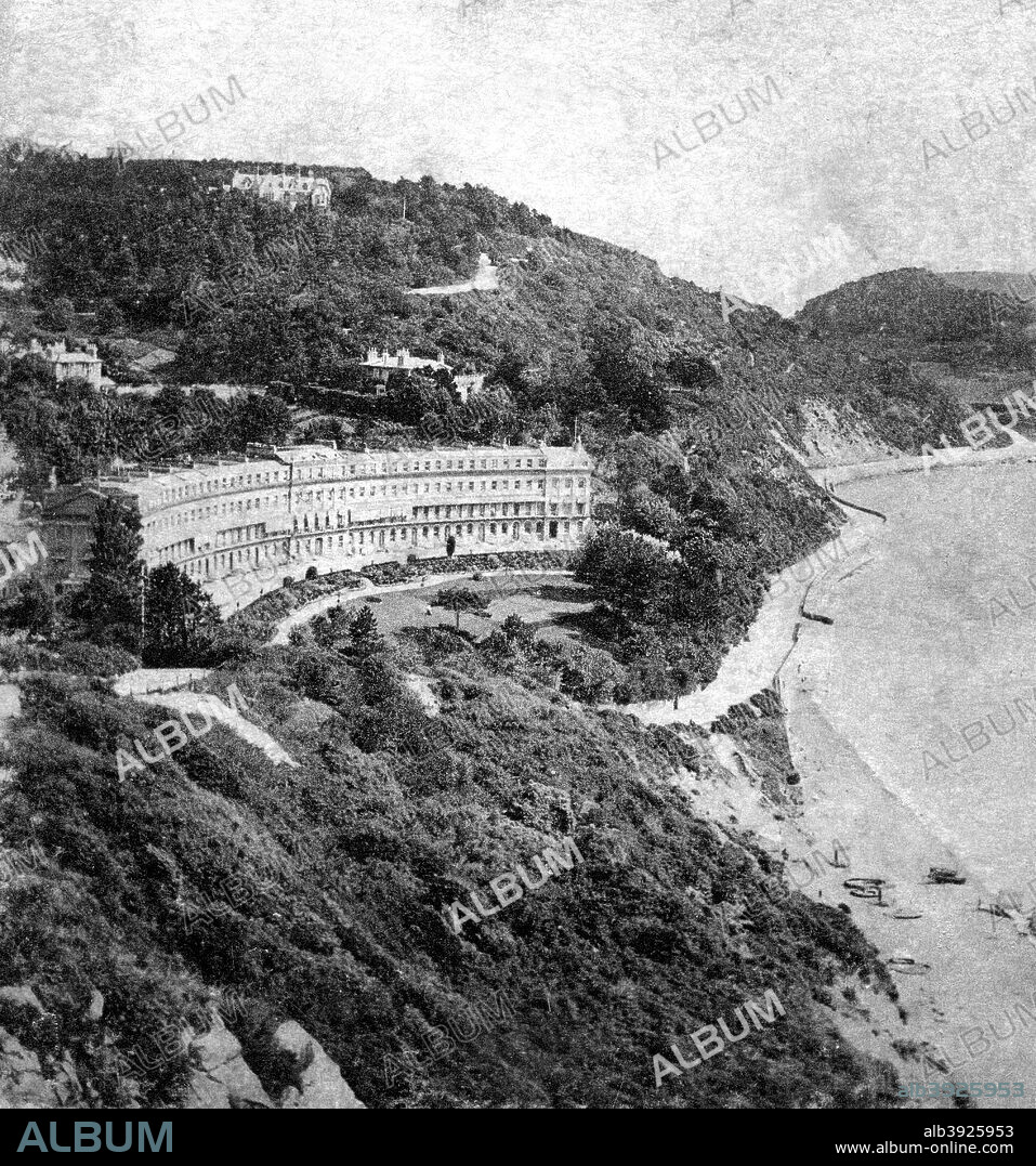 Hesketh Crescent, Torquay, Devon, early 20th century. Stereoscopic card. Detail.