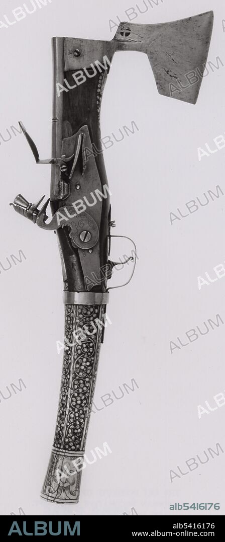 Combined Axe and Flintlock Pistol, Germany, Axe, 1570/1600  Pistol, 1670/1700.