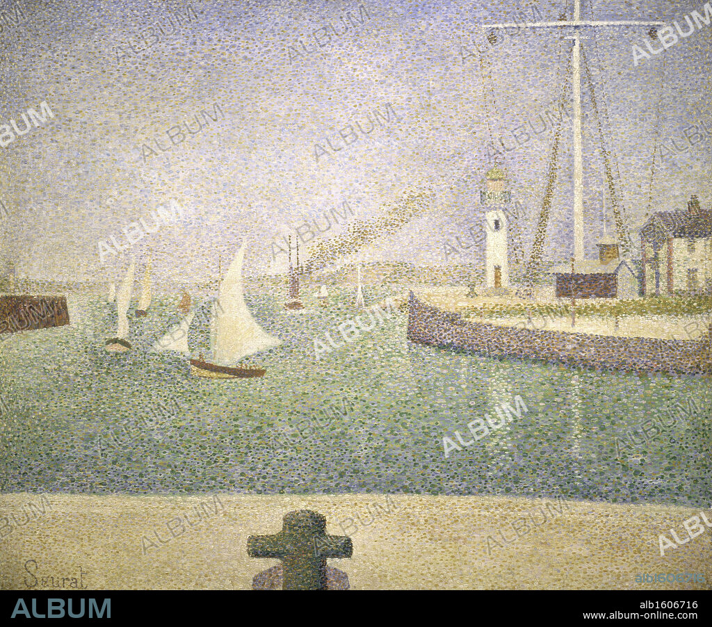 GEORGES SEURAT. Entrance to the Port of Honfleur (Entre du Port, Honfleur) 1886 Georges Pierre Seurat (1859-1891 French) Oil on canvas Barnes Foundation, Merion, Pennsylvania.
