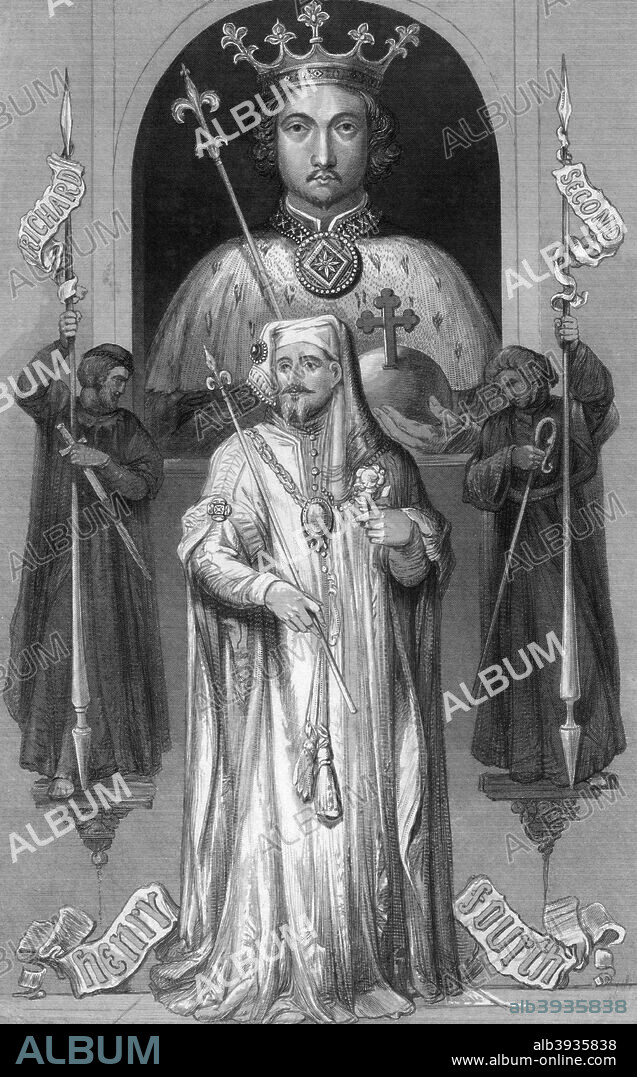 Richard II and Henry IV, Kings of England. The reign of Richard II (1367-1400) was characterised by intermittent periods of tension between the king and the barons. In 1399 he was captured at Flint Castle in Wales before being taken to the Tower of London where he was forced to abdicate by Henry Bolingbroke (1367-1413), who declared himself King Henry IV. Richard was then imprisoned in Pontefract Castle where he either starved to death or was murdered early in 1400. The political instability continued during Henry's reign, with several plots and rebellions mounted against him.