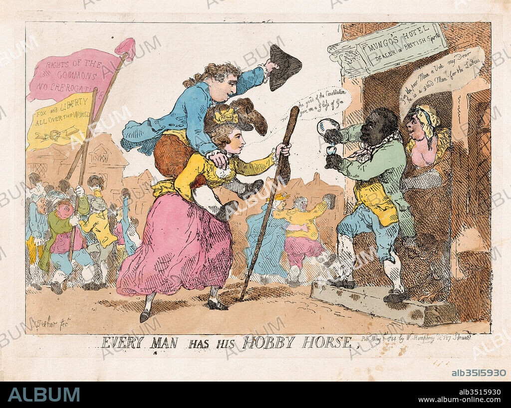 Drawings and Prints, Print, Every Man Has His Hobby Horse, Subject, Artist, Publisher, Subject, Charles James Fox, Thomas Rowlandson, William Humphrey, Georgiana Cavendish, Duchess of Devonshire, British, 1749–1806, British, London 1757–1827 London, British, 1742?–before 1814, British, Wimbledon, Surrey 1757–1806 Devonshire, Fox, Charles James, Rowlandson, Thomas, Humphrey.