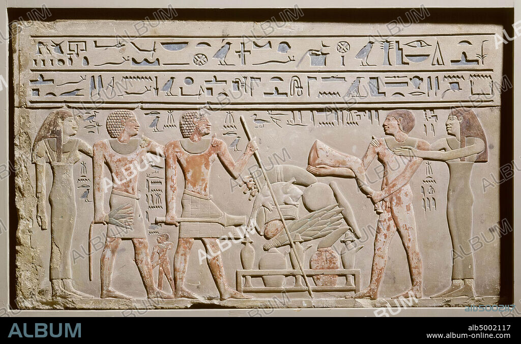 Choe, rectangle oblong, stela, limestone, h. 37 x W 61 cm x D 6 cm, Middle Kingdom, 12th Dynasty, Amenemhat II 1914-1879 BC, Egypt Description of the Egyptian collection, II, 40, Pl.XXX, W.K. Simpson, Terrace, ANOC 37, National Museum of Antiquities 1981, p. 61 cat. 6, W. Ward, Index of Eg. titles of the MK (Beirut 1982), no. 1039, H.D. Schneider, Sculpture (Amsterdam 1992), 36-38 No. 11, H.D. Schneider, The discovery of Egyptian art (The Hague 1998), fig. 37, D. Franke, JEA 93 (2007), 173 n. 101, G. Vitmann, GM 42, 89, E.J. Holwerda, Animal mummies (2008), 25, C.Greco.