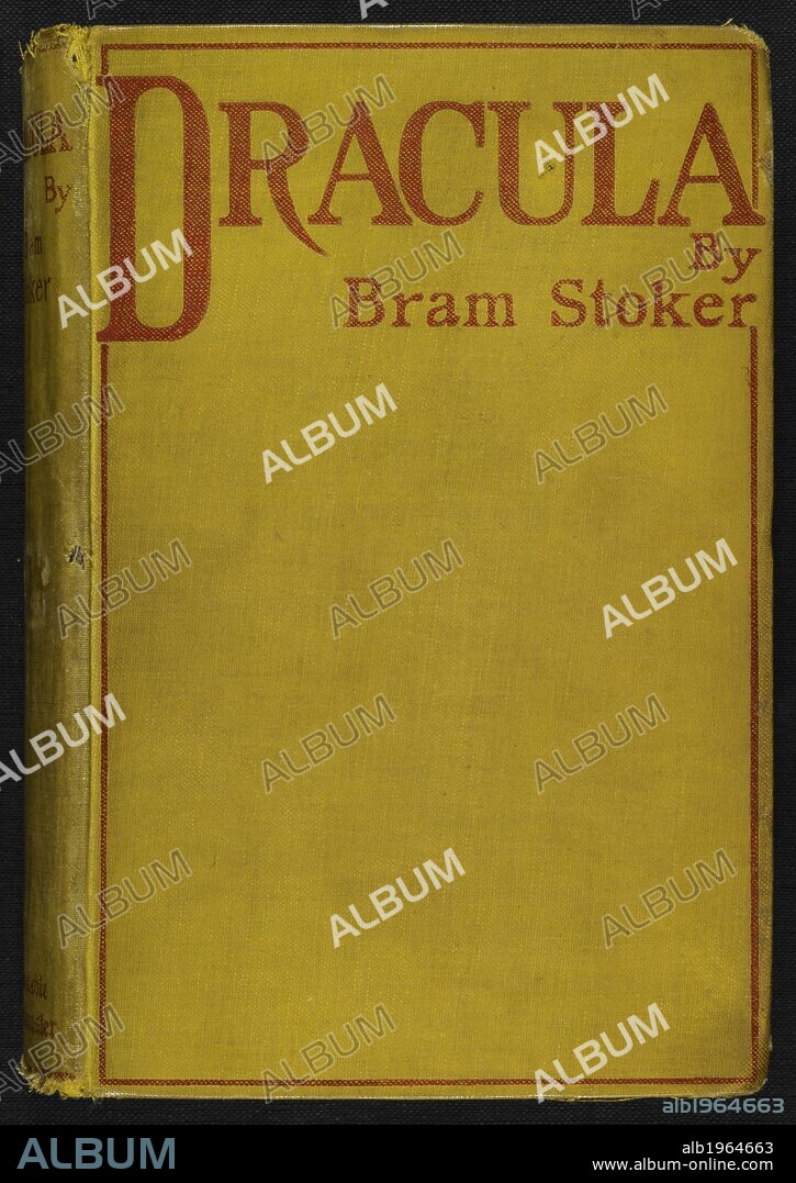 Front cover of the novel 'Dracula' by Bram Stoker. Dracula. [A tale.]. A. Constable & Co.: Westminster, 1897. First edition. Yellow cover / binding. Source: Cup.410.f.718. Language: English.