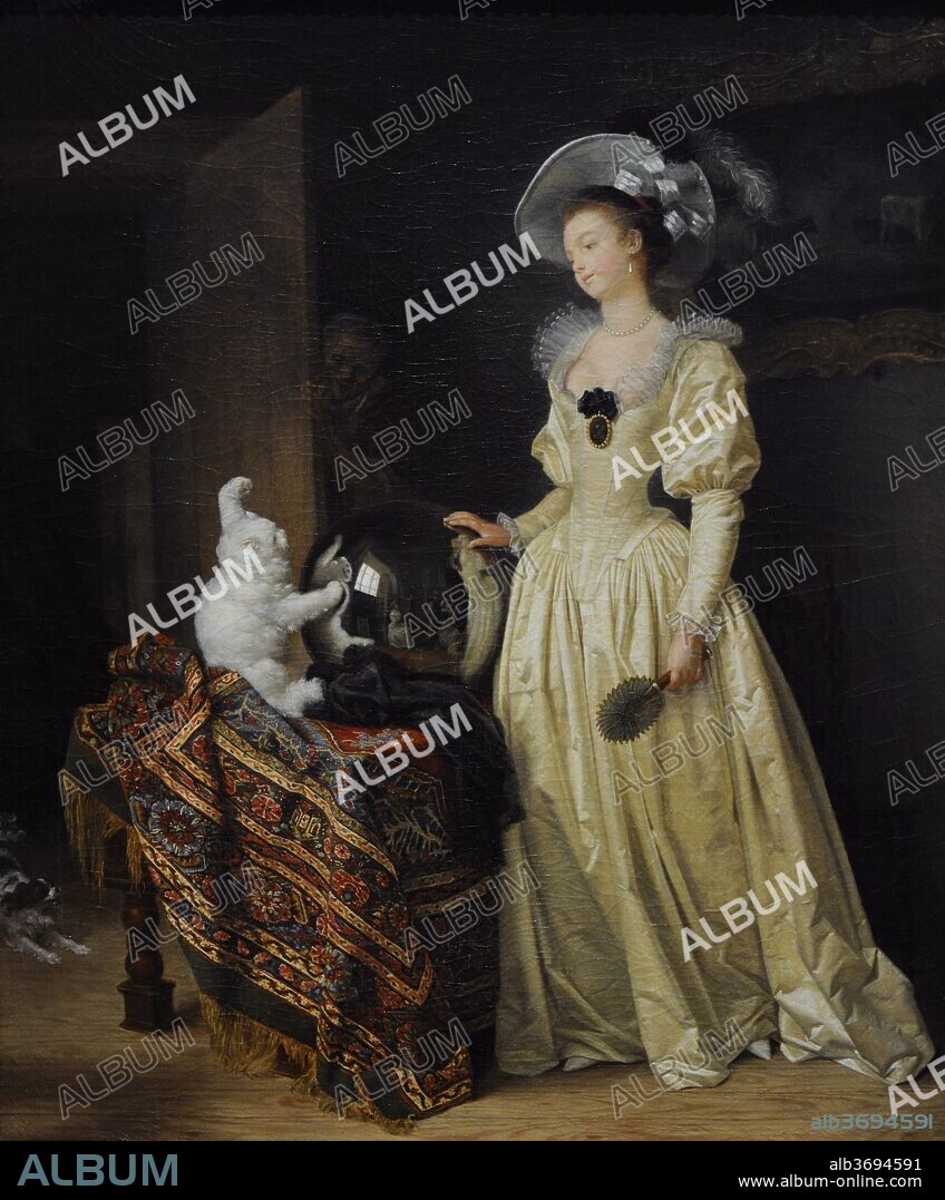 Jean Honore Fragonard (1732-1806) and Marguerite Gerard (1761-1837). French painters. The Angora Cat, ca.1783-1785. Wallraf-Richartz Museum. Cologne. Germany.