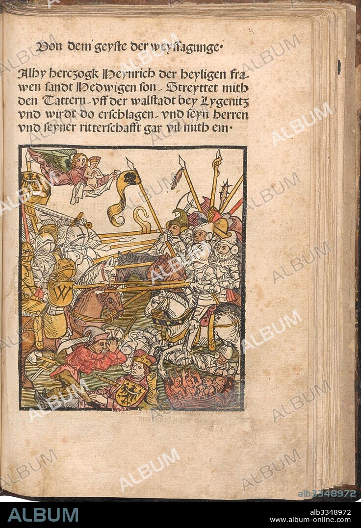 ANONYMOUS. The Battle of Legnica on 9 April 1241. From the Legend of Saint Hedwig.