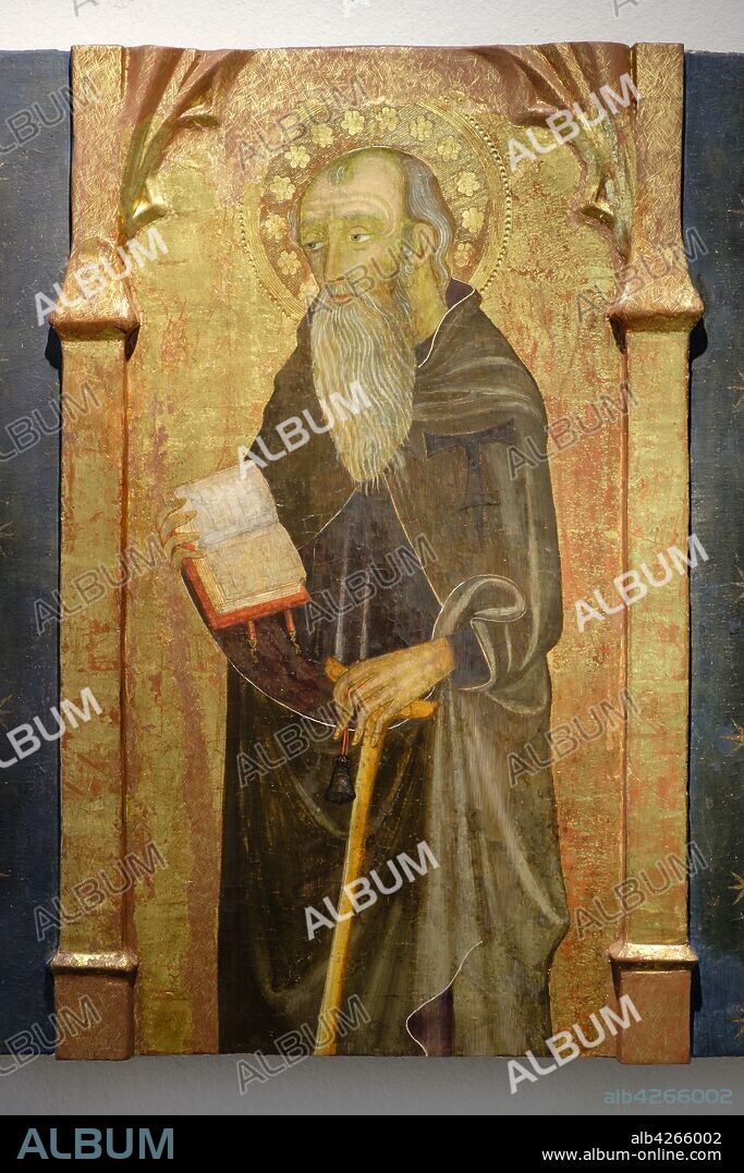 san Antonio abad, temple y oro sobre tabla, Francesc Comes, siglo XIV, Museo Diocesano, catedral de la Virgen de las Nieves, catedral de Ibiza, siglo XIII , Ibiza, balearic islands, Spain.