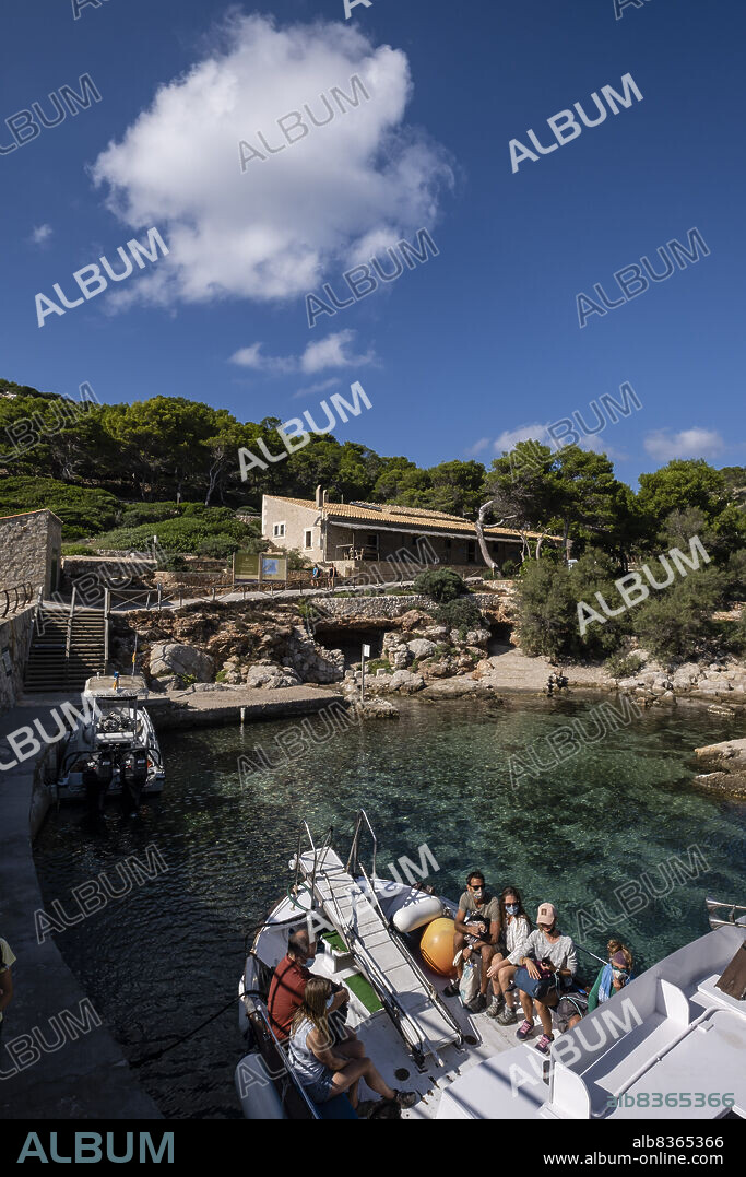 Margarita boat, Des Lledó port, sa Dragonera natural park, Mallorca, Balearic Islands, Spain.