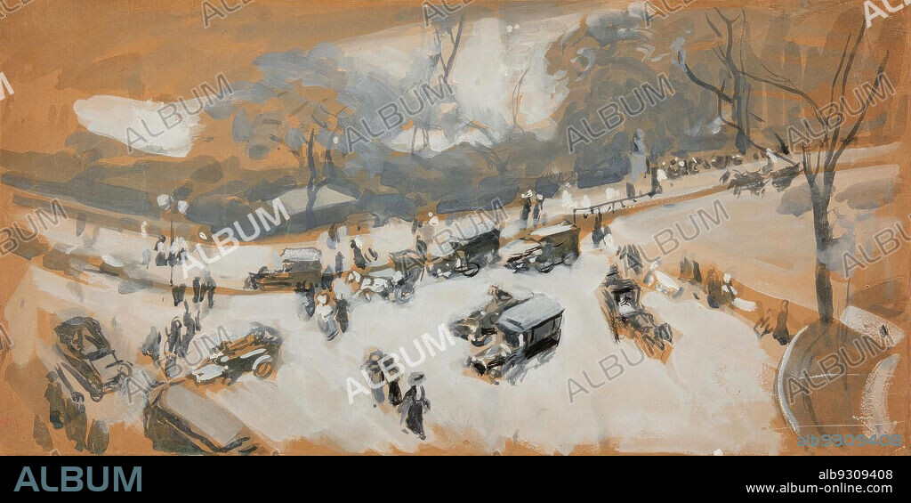 JOAQUIN SOROLLA. Joaquín Sorolla/ Central Park, Nueva York, 1911. Óleo sobre lienzo, 35,50 x 70,50 cm.
