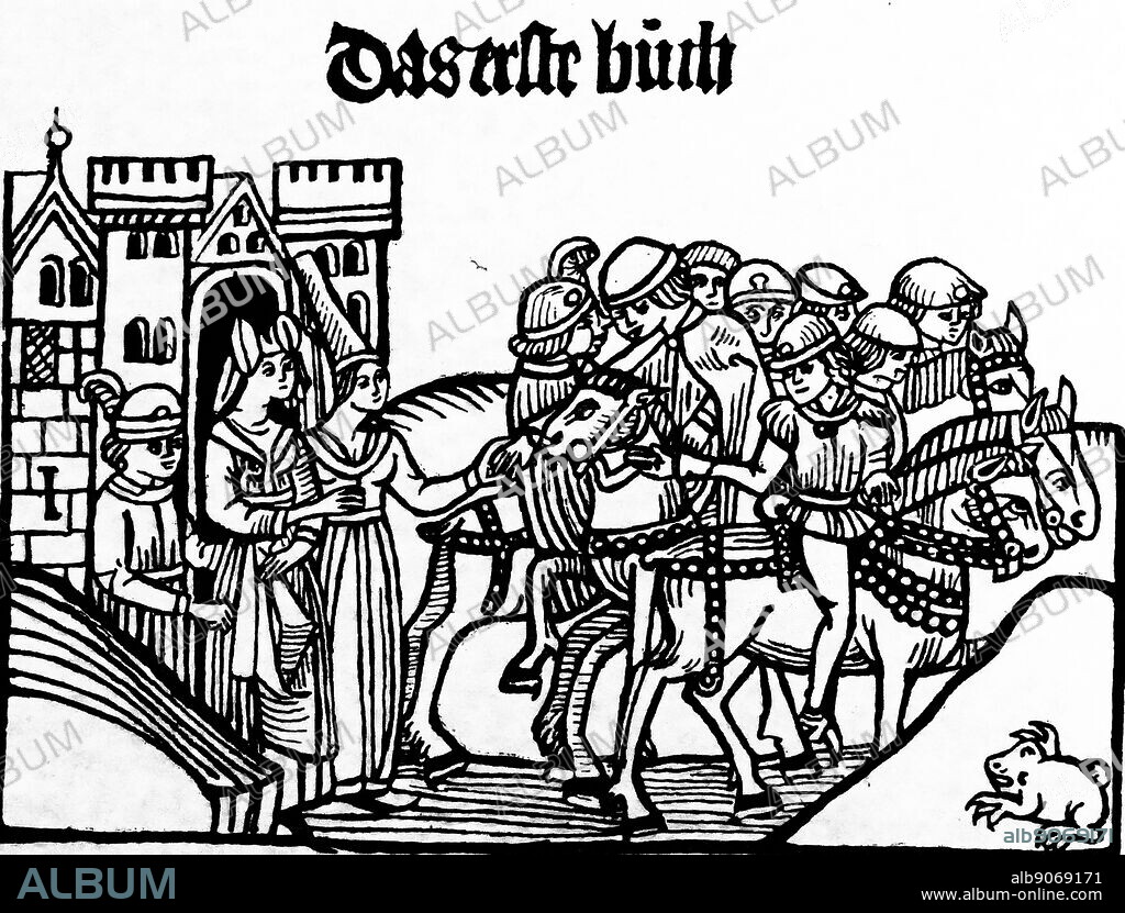 Mandeville Setteth Forth. Montevilla, 1484. Sir John Mandeville is the supposed author of The Travels of Sir John Mandeville, a travel memoir which first circulated between 1357 and 1371. The earliest-surviving text is in French.