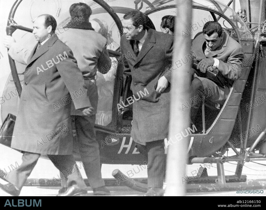 KRIM BELKACEM ARRIVES IN EVIAN FRANCE /. 13 MARCH 1962.