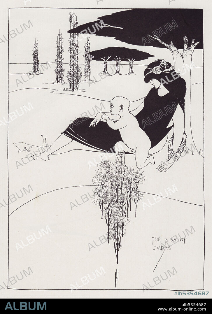 AUBREY BEARDSLEY. The Kiss of Judas, 1893. From the "Pall Mall" magazine, July 1893. Published in "The Best of Beardsley" edited by R. A. Walker, [The Bodley Head, London, 1948].