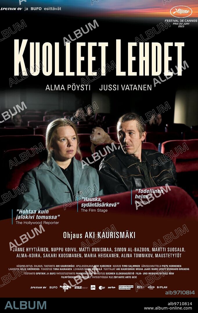 Poster of FALLEN LEAVES, 2023 (KUOLLEET LEHDET), directed by AKI KAURISMAKI. Copyright Sputnik / Finnish Film Foundation.