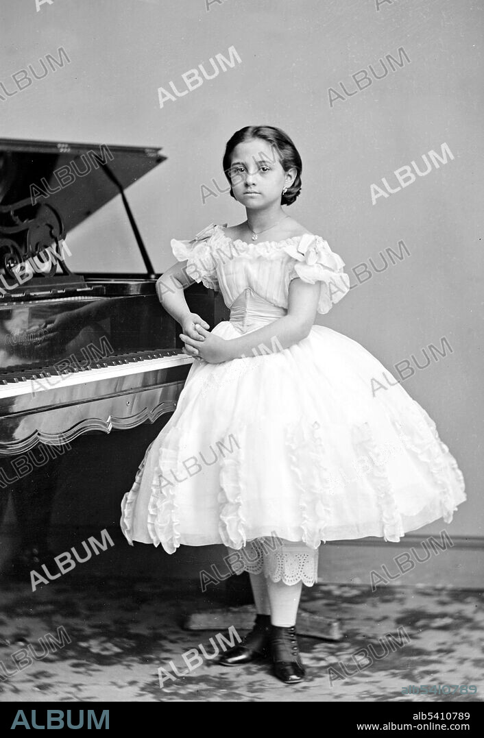 María Teresa Gertrudis de Jesús Carreño García (1853-1917), known as Teresa Carreño, was a Venezuelan pianist, soprano, composer, and conductor. Over the course of her 54-year concert career, she became an internationally renowned virtuoso pianist and was often referred to as the "Valkyrie of the Piano." Carreño was an early adopter of the works of one of her students and friend, American composer and pianist Edward MacDowell (1860–1908) and premiered several of his compositions across the globe. She also frequently performed the works of Norwegian composer and pianist Edvard Grieg (1843–1907). Carreño composed approximately 75 works for solo piano, voice and piano, choir and orchestra, and instrumental ensemble. Photo, c. 1860-1870. Mathew Brady Studio.