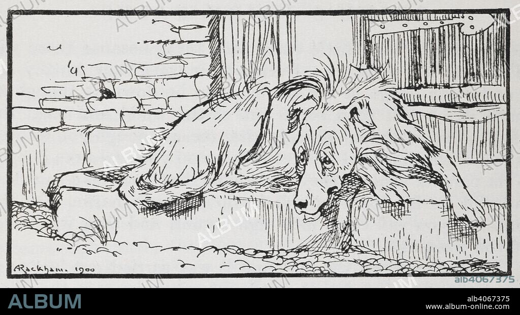 ARTHUR RACKHAM und JACOB UND WILHELM GRIMM. Illustration from Old Sultan of a dog. Grimm's Fairy Tales. Illustrated by Arthur Rackham. London : William Heinemann, [1925]. Source: 12410.r.7. page 27.