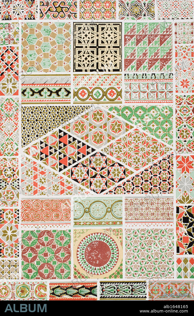 Byzantine No 3 Plate XXX From The Grammar of Ornament by Owen Jones published by Day & Son London 1865.