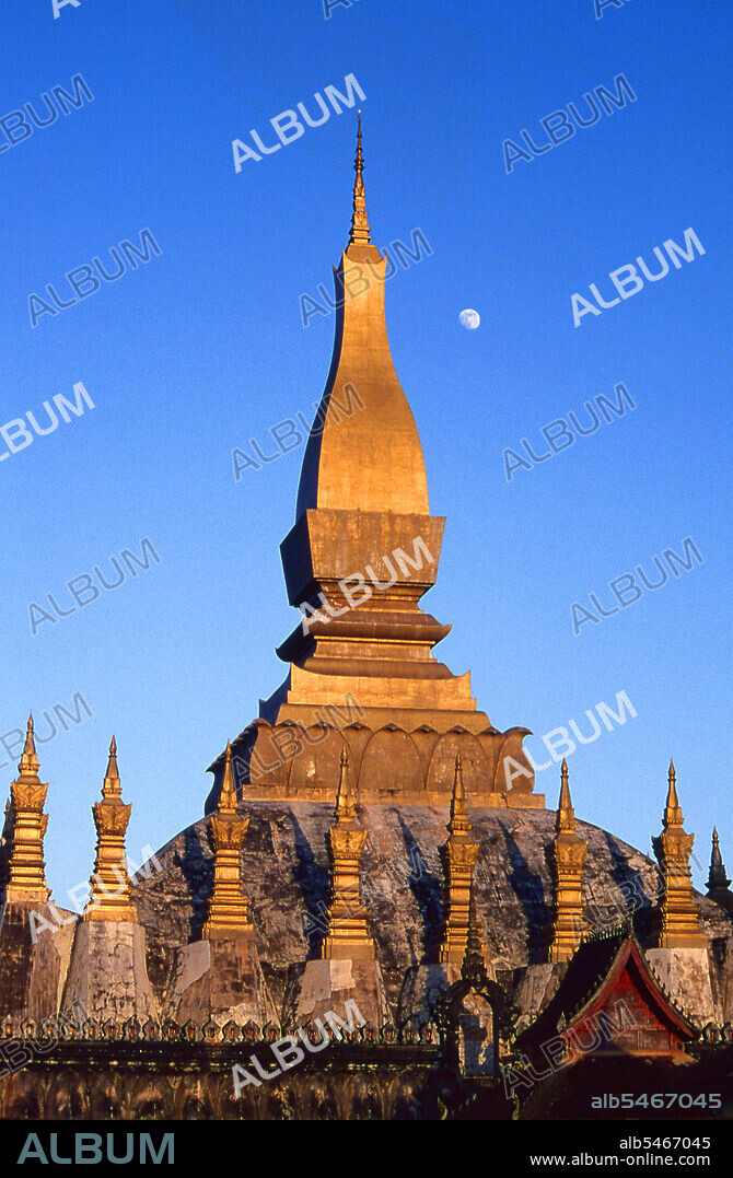 Pha That Luang, the 'Great Sacred Stupa' of Vientiane, is the most important religious edifice in Laos. It also has great spiritual significance for the Lao people, having been considered the symbol of Lao independence and sovereignty since the time of Lan Xang, the Kingdom of the Million Elephants, in the mid-sixteenth century. According to legend, That Luang was first established in the year 236 of the Buddhist Era, corresponding to 307 BC, when five Lao monks who had been studying in India, returned home bearing a breastbone of the Buddha. The five pilgrims persuaded Phaya Chanthaburi Pasithisak, then Lord of Vientiane, to build a stupa over the sacred relic 'for those who wished to pray and worship'. The second, historic establishment of Pha That Luang was undertaken by King Setthathirat the Great, who moved the Lao capital from Luang Prabang to Vientiane in the mid-sixteenth century. Construction of the great stupa began in 1566.