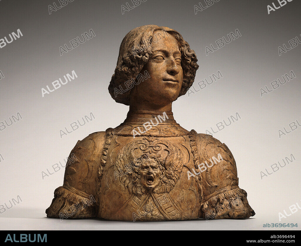 ANDREA DEL VERROCCHIO. Giuliano de' Medici. Dated: c. 1475/1478. Dimensions: overall: 61 x 66 x 28.3 cm (24 x 26 x 11 1/8 in.). Medium: terracotta.