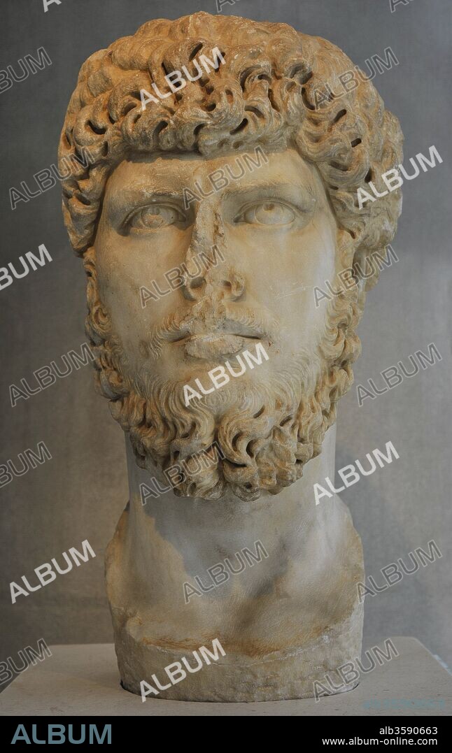 Lucius Verus (130-169 AD). Co-emperor of Rome with his adoptive brother Marcus Aurelius. Nerva-Antonine dynasty. Portrait. 161-170 AD. Acropolis Museum. Athens. Greece.