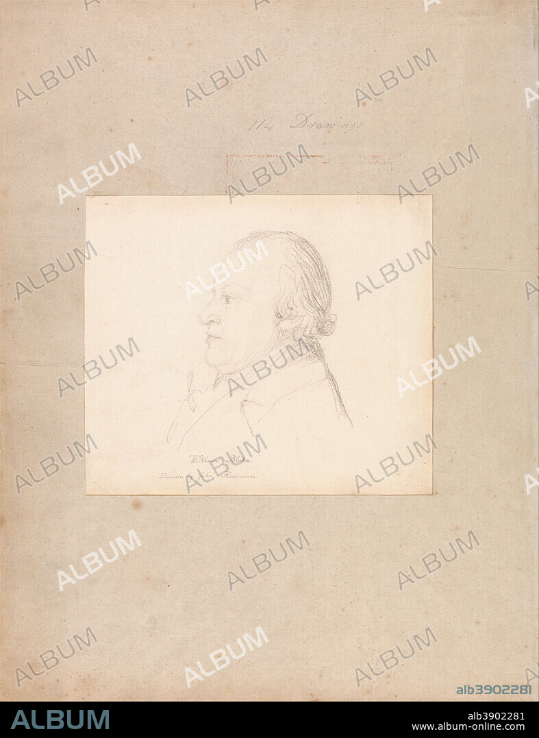 JOHN FLAXMAN. Portrait of William Blake. Date/Period: Ca. 1804. Drawing. Graphite on medium, slightly textured, cream wove paper. Height: 422 mm (16.61 in); Width: 327 mm (12.87 in).