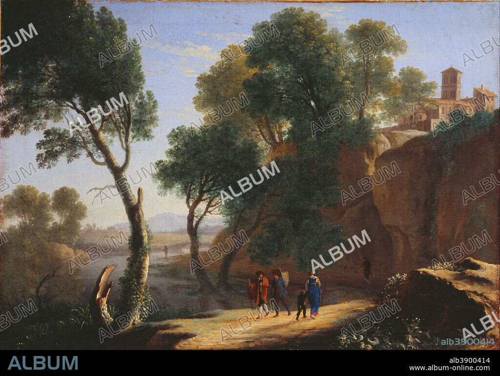 HERMAN VAN SWANEVELT. An Italian Landscape. Date/Period: 1645/8. Painting. Oil on canvas Oil. Height: 387 mm (15.23 in); Width: 554 mm (21.81 in).