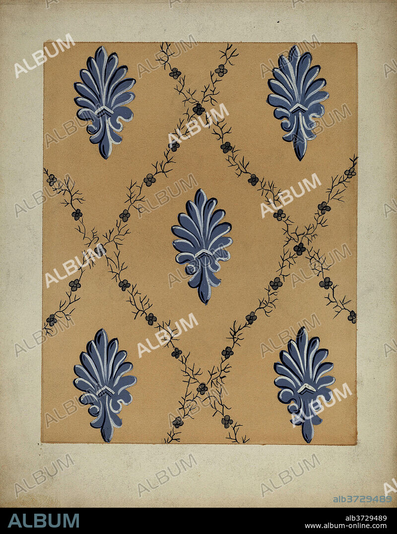 JOHN GARAY. Wall Paper. Dated: c. 1937. Dimensions: overall: 29.4 x 22.9 cm (11 9/16 x 9 in.)  Original IAD Object: 26" repeat. Medium: watercolor, gouache, and graphite on paperboard.