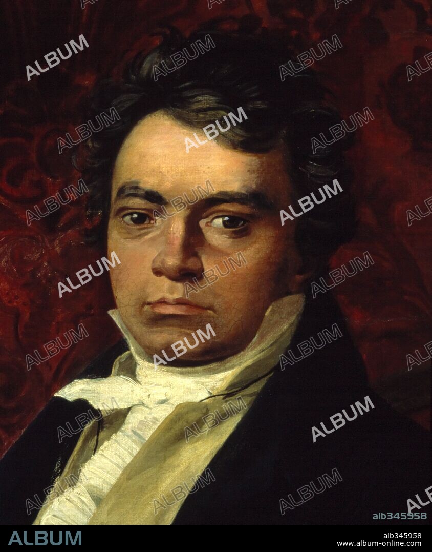 Portrait of Ludwig van Beethoven, german composer, artist unknown, detail.