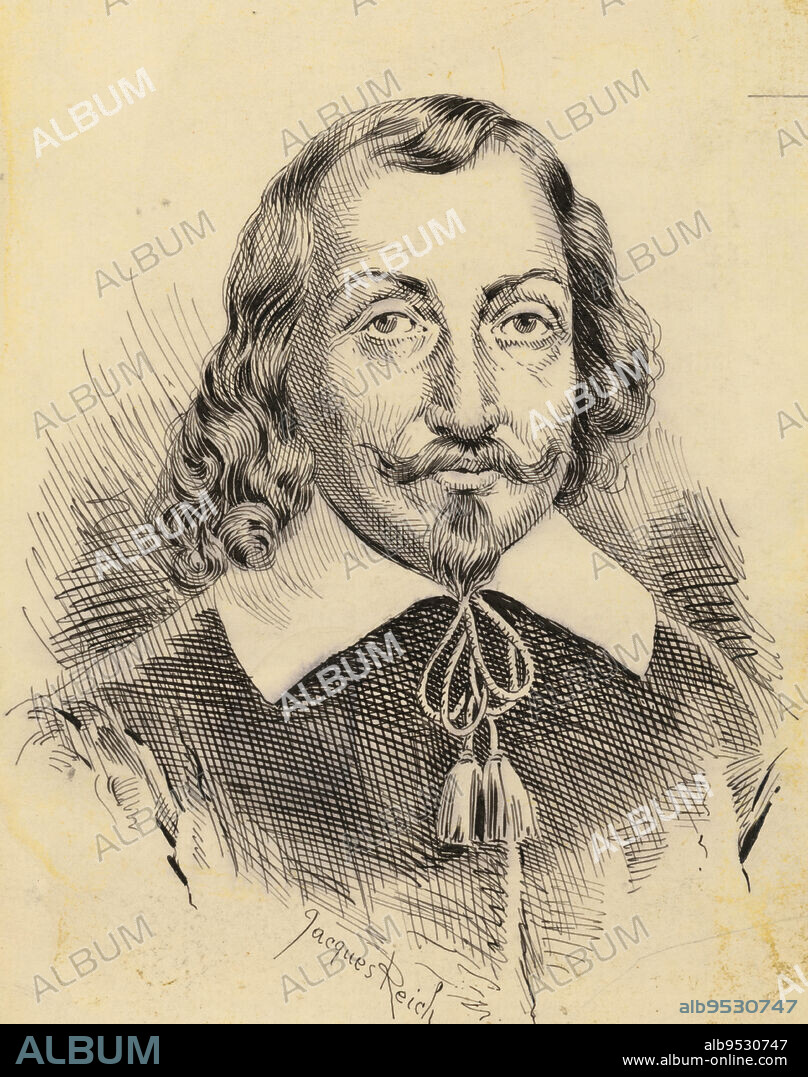 JACQUES REICH. Samuel De Champlain. ink on paper. Date: c. 1899-1920.