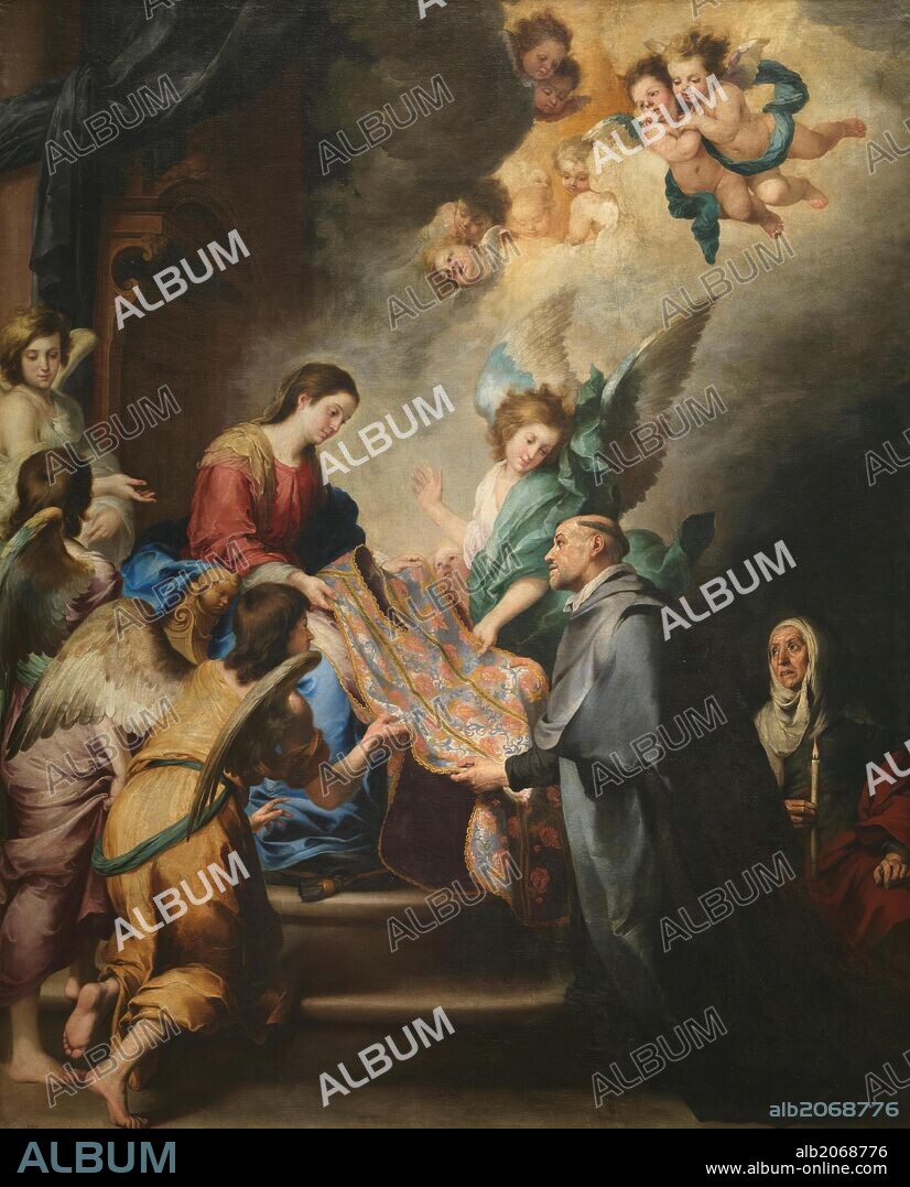 BARTOLOMÉ ESTEBAN MURILLO. Bartolomé Esteban Murillo / 'Imposición de la casulla a san Ildefonso', Hacia 1655, Escuela Española, Óleo sobre Lienzo, 309 cm x 259 cm, P00979.