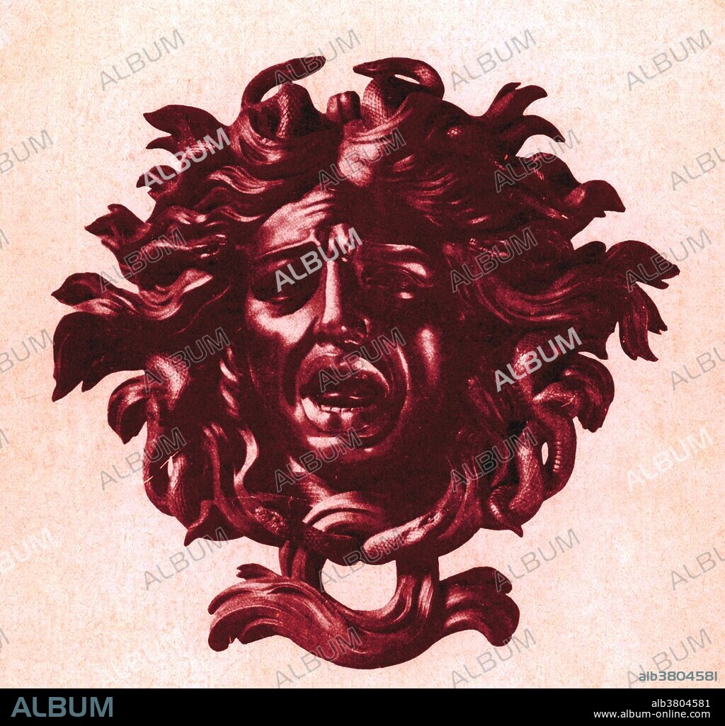 Medusa head. In Greek mythology, Medusa was one of three Gorgon sisters. Medusa began life as a beautiful mortal, who bragged of being more attractive than the goddess Athena. One day, while in Athena's temple, Medusa was ravished by the sea god Neptune. In revenge, Athena turned Medusa into a Gorgon. Her long, silky hair was transformed into snakes and she was no longer able to look at the men who came to court her, as they would turn to stone if they looked into her eyes. Medusa was eventually killed by Perseus with help from Athena and Hermes. Gorgons were a popular image in Greek mythology, appearing in the earliest of written records of Ancient Greek religious beliefs such as those of Homer, which may date to as early as 1194-1184 BC. Because of their legendary and powerful gaze that could turn one to stone, images of the Gorgons were put upon objects and buildings for protection.