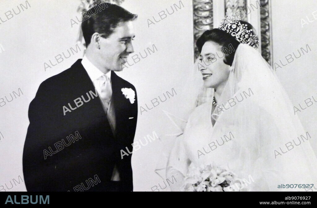 Photograph taken during the wedding of Princess Margaret, Countess of Snowdon (1930-2002) and Antony Armstrong-Jones, 1st Earl of Snowdon (1930-2017). Dated 20th Century.