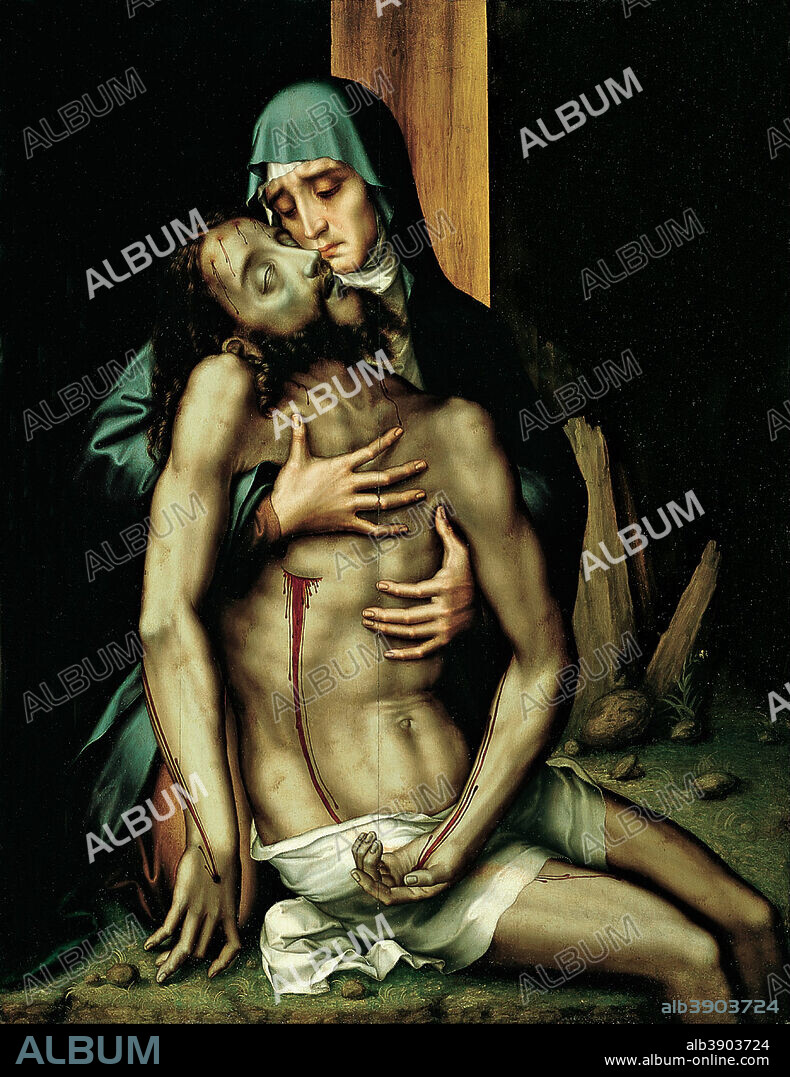 LUIS DE MORALES. La Piedad. Date/Period: 16th century. Painting. Oil on panel. Height: 126 cm (49.6 in); Width: 98 cm (38.5 in).