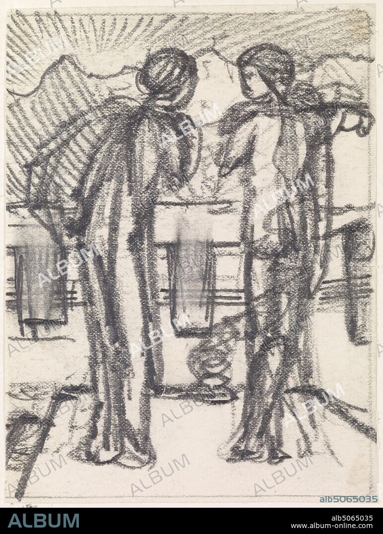 Cupid and Psyche, Sketch for Venus making Psyche go to the Black Mountain Artist: Sir Edward Burne-Jones, Pencil, Sketch, Pre-Raphaelite, Parabola Japan.