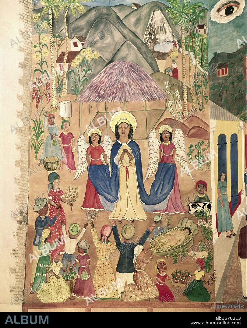 Nativity by Rigaud Benoit, Tempera on canvas, 1950, 1911-1986, Haiti, Port-Au-Prince, Cathedral of St. Trinite.