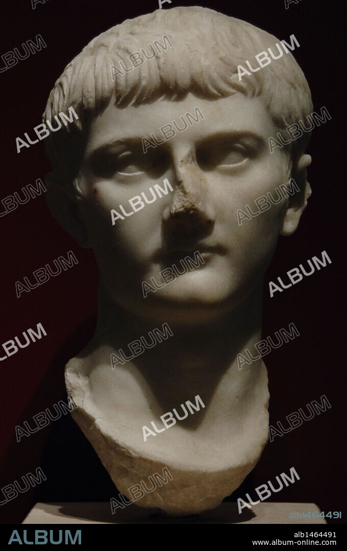 GERMANICO, Julio César (15 a. C. -19). General y cónsul romano. BUSTO DE GERMANICO, hallado en Mentana. Mármol. Palacio Massimo. Museo Nacional Romano. Roma. Italia.